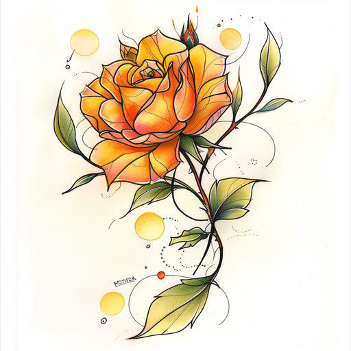 Zen-inspired amber rose tattoo sketch