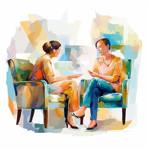 Therapy artwork in the Impressionistic style, on white background