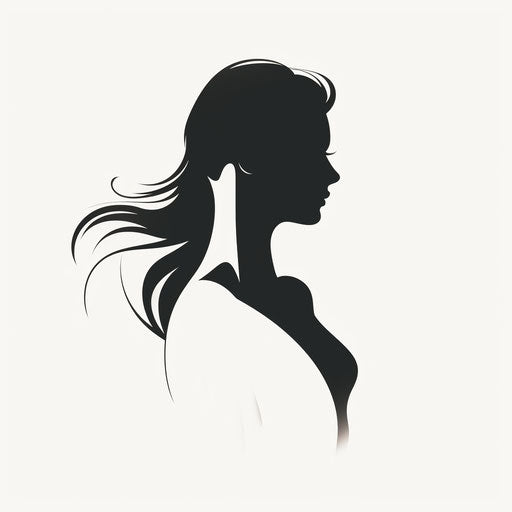 Minimalist female silhouette on white background