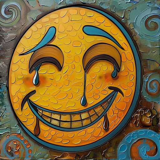 Animated emoticoin in dark yellow and light blue style
