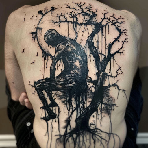 Depression tattoo with dark surrealism