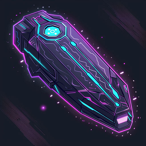 Futuristic sci-fi themed coffin with metallic textures