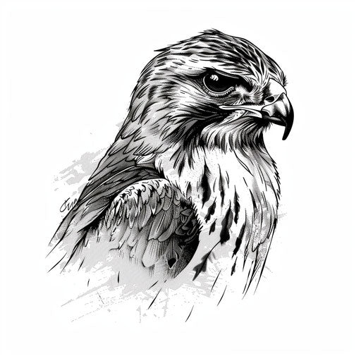 Small delicate hawk tattoo design with fine details