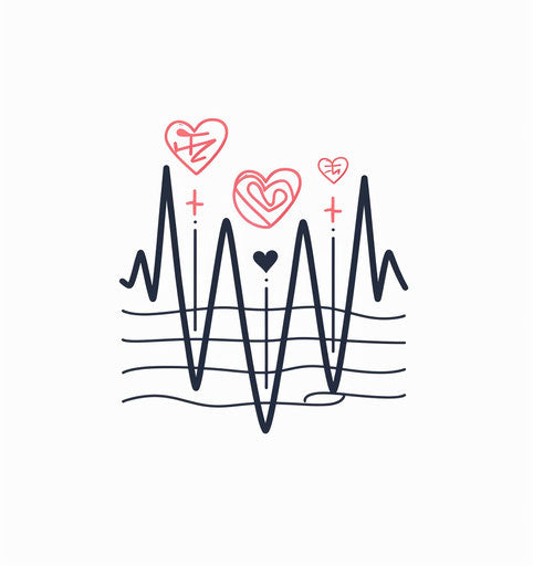E_cliPromt heart beat with pink hearts on white background