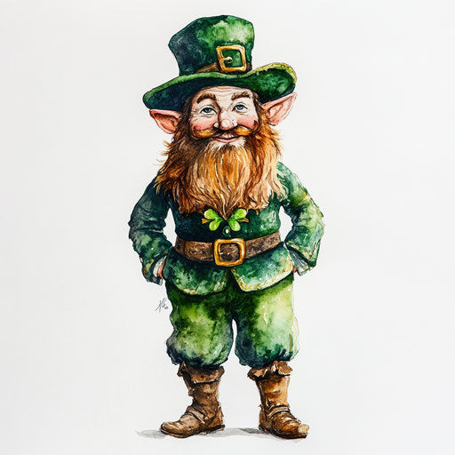 Watercolor leprechaun on a white background, a single object with defined edges