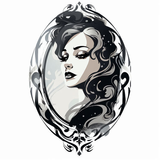 Oval clipart in the style of Chiaroscuro Art, on white background