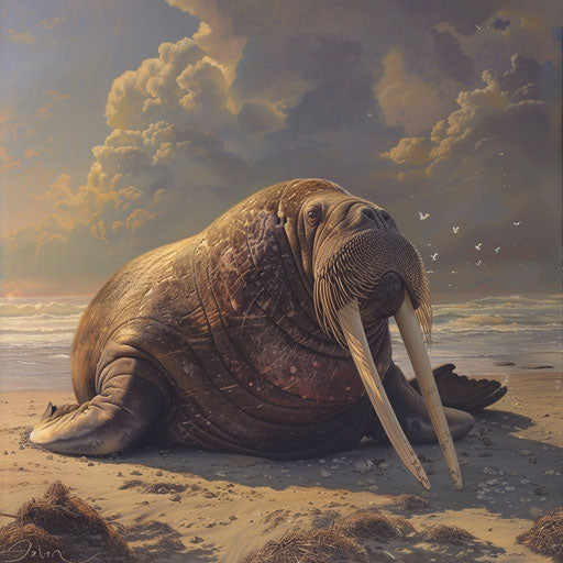 Walrus relaxing on a sunny beach