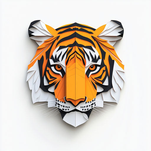 3D tiger on white background, realistic style, isolated clipart