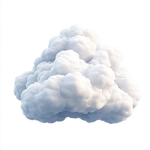 3D cartoon cloud in realistic style with flat white background