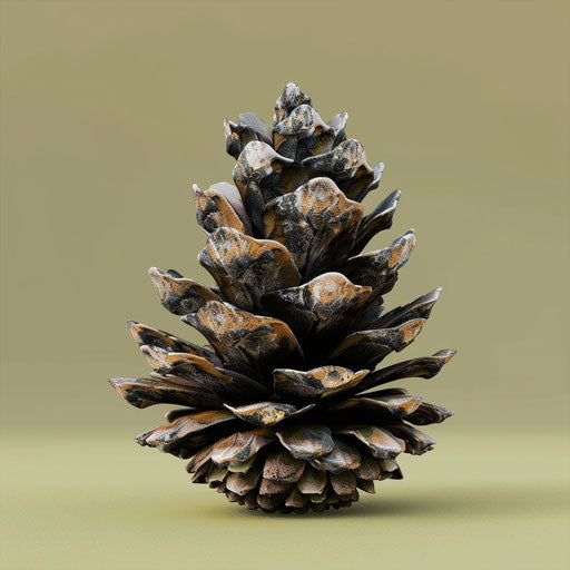 Pinecone clipart in a photo realistic style on flat chartreuse background