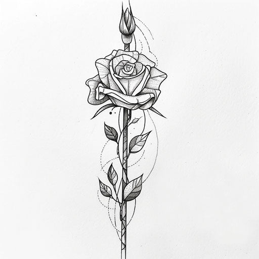 Gypsy rose flat tattoo in a single-line drawing style with minimal details