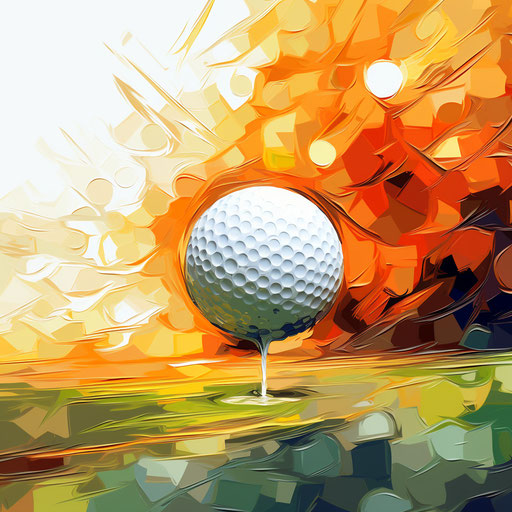 Golf ball clipart in the style of Impressionistic Art