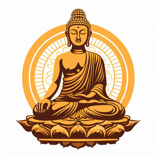 Buddha clipart in the style of Chiaroscuro Art, on a white background