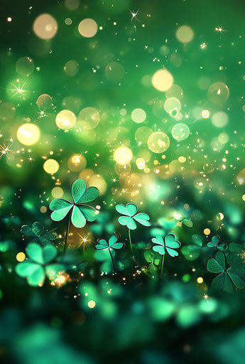 Glittery shamrock background, St. Patrick's Day theme, high detail