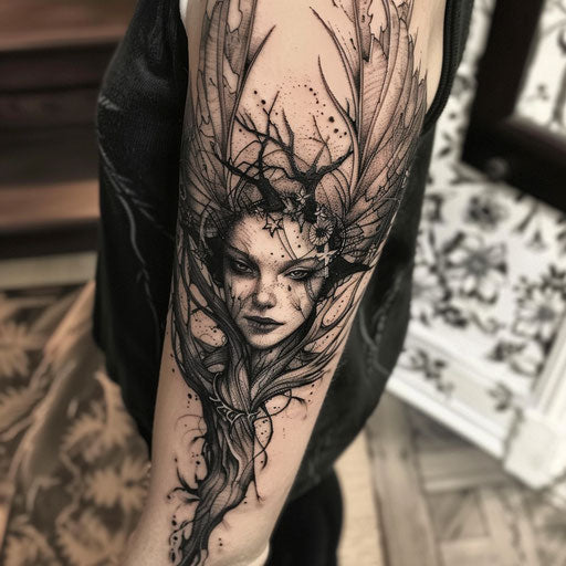 Forearm tattoos women Gerald Brom style dark fairies