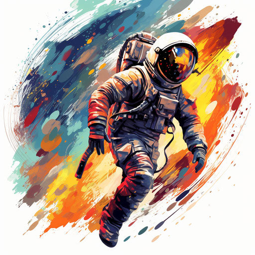 Space clipart in the style of oil painting, on white background