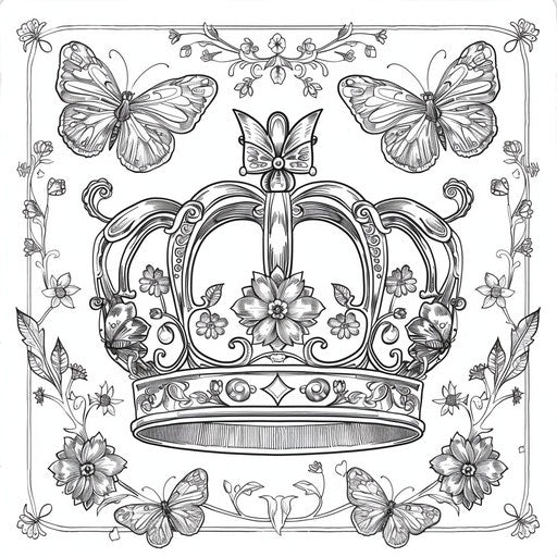 Whimsical crown with butterflies and flowers, perfect for children