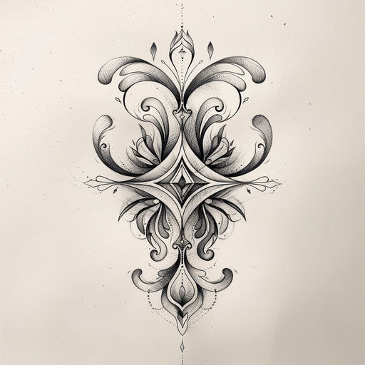 Elegant tattoo sketch of a Kalinga symbol with delicate curves and soft gradients