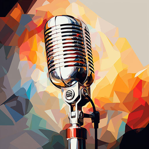 Microphone in Oil painting style on white