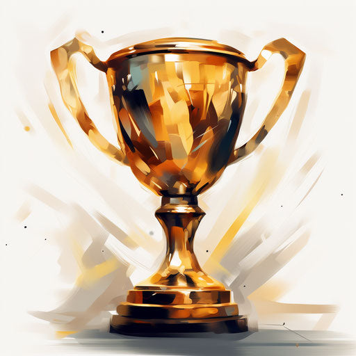 Trophy clipart in Impressionistic Art style, on white background
