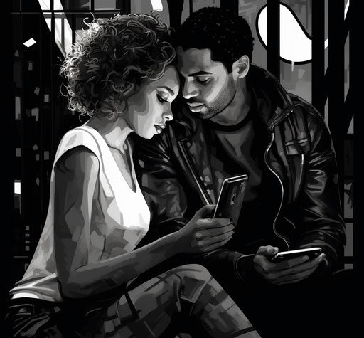 SMS gif messages for your Valentine, in the style of romantic figurative works, black and white intimacy 29:27