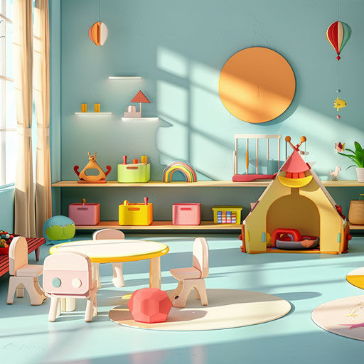 Daycare clipart with blue background and soft texture