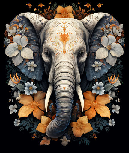 Elephant flowers leaves powerful symbolism symmetrical