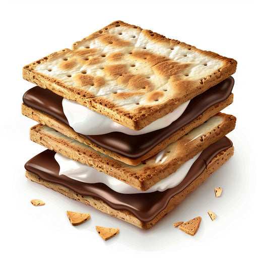 Smores illustration in photo realistic style on flat white background
