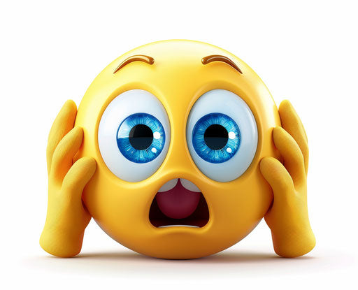 Yellow emoji with blue eyes representing shock and surprise