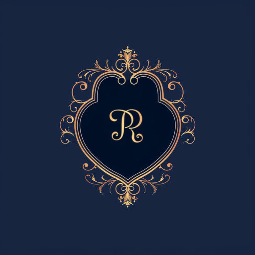 Classic restaurant logo with monogram on navy blue background