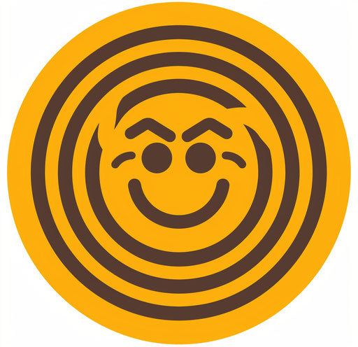 Smiling spiral in yellow and brown circles