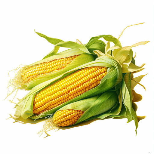Corn clipart in the style of oil painting, on a white background