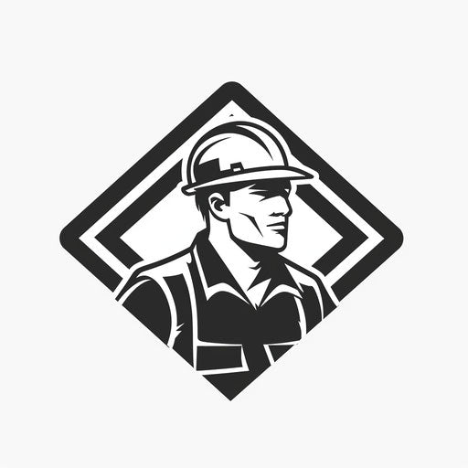 Bold construction logo with high contrast black and white
