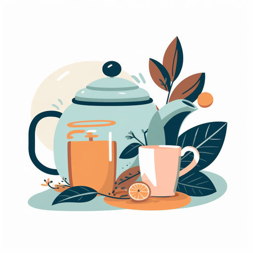 Tea in Minimalist style on white background