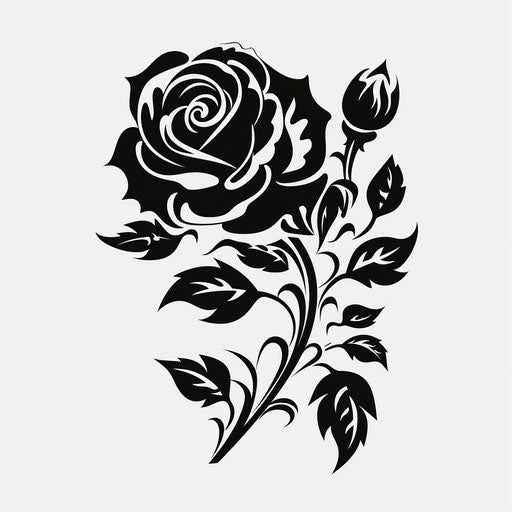 Black and white rose drawing vector