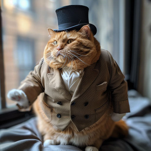 The chubby cat disguised as a man
