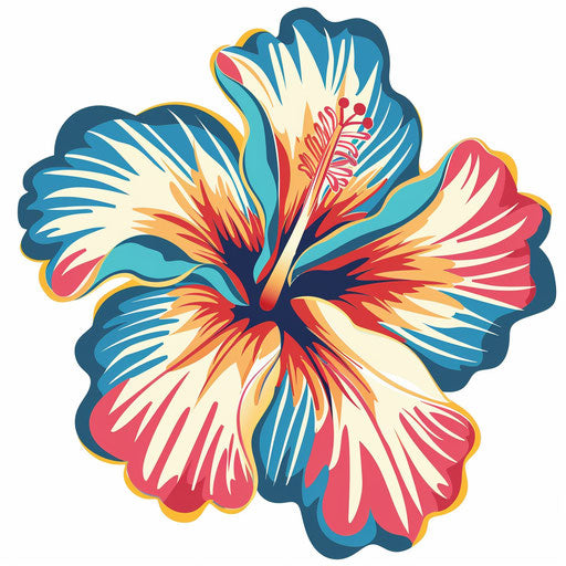 Joyful and exaggerated Hawaiian flower in cartoon style