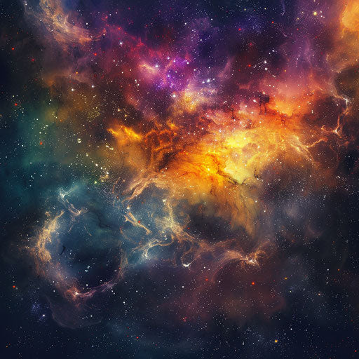 Universe clipart in photo realistic style with flat random color background