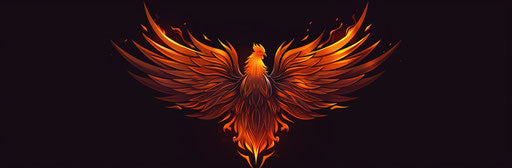 Hen logo with flames on wings