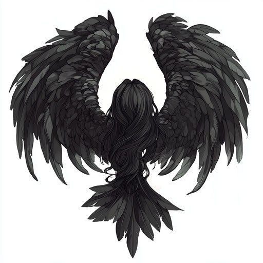 Beautiful flat tattoo sketch of angel neck tattoo