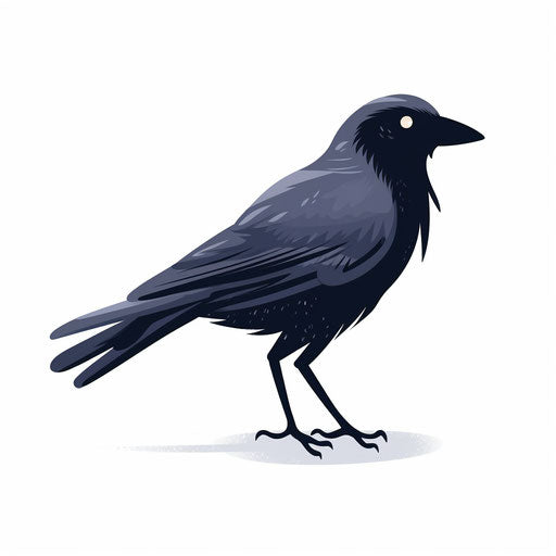 Raven artwork in Minimalist style, on a white background