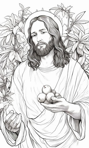 Jesus eating from palm coloring page