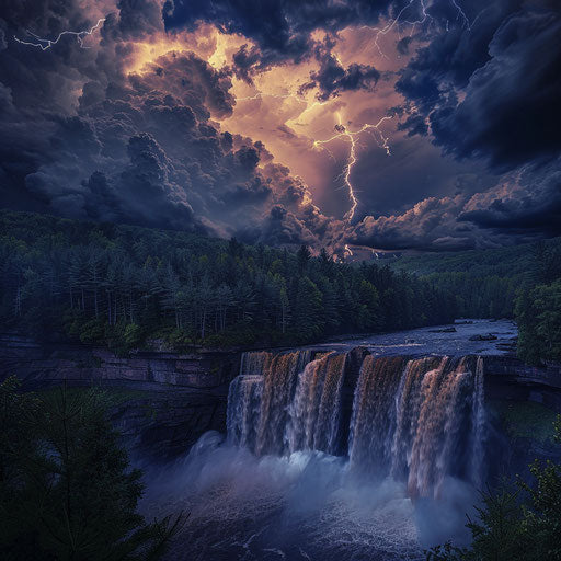 Blackwater Falls, West Virginia, dramatic thunderstorm
