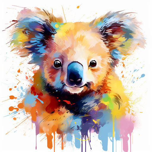 Koala clipart in the style of Impressionistic Art, on white background