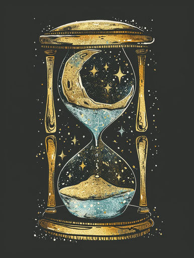 Feminine cosmic hourglass, sticker art, sci-fi baroque