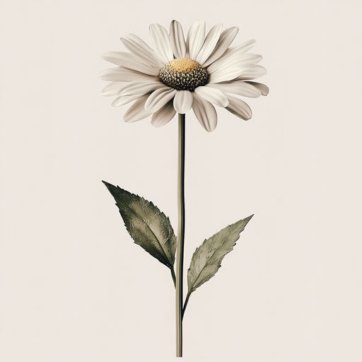 3D daisy flower on flat white background