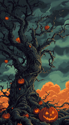 Haunted Halloween Halloween Image with Vector Outline