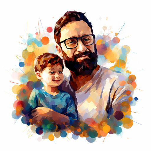 Dad illustration in the style of Impressionistic Art, on white background