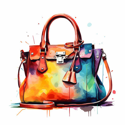 Handbag illustration in the style of oil painting on white background