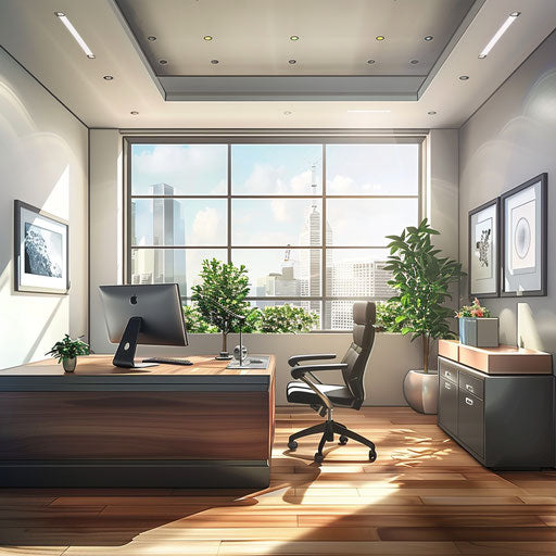 Minimalist and modern CEO's corner office